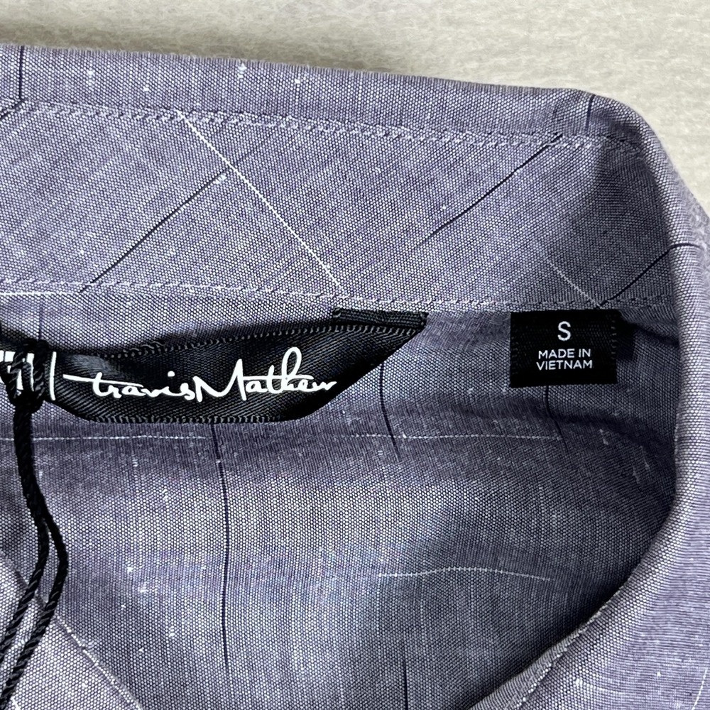Travis Mathew Shirt Mens Small Heather Nightshade Rambler Button Up Short Sleeve - Picture 4 of 8